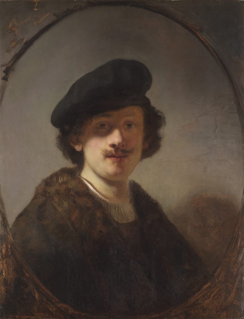 Zelfportret van Rembrandt van Rijn met ogen in de schaduw