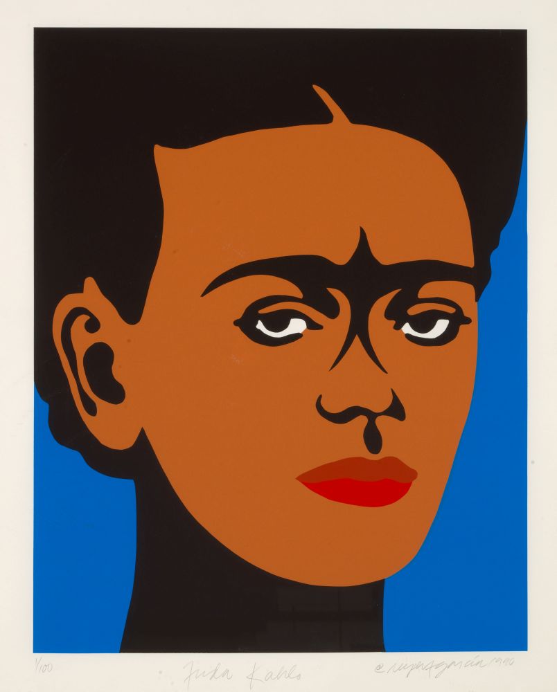 Rupert García, Frida Kahlo, 1990, zeefdruk op papier, Smithsonian American Art Museum, schenking van curatoren van de Corcoran Gallery of Art (schenking van Mr. and Mrs. Gerald D. Kohs), 2020.20.102, © 1990, Rupert García, c/o Pictoright Amsterdam 2025.