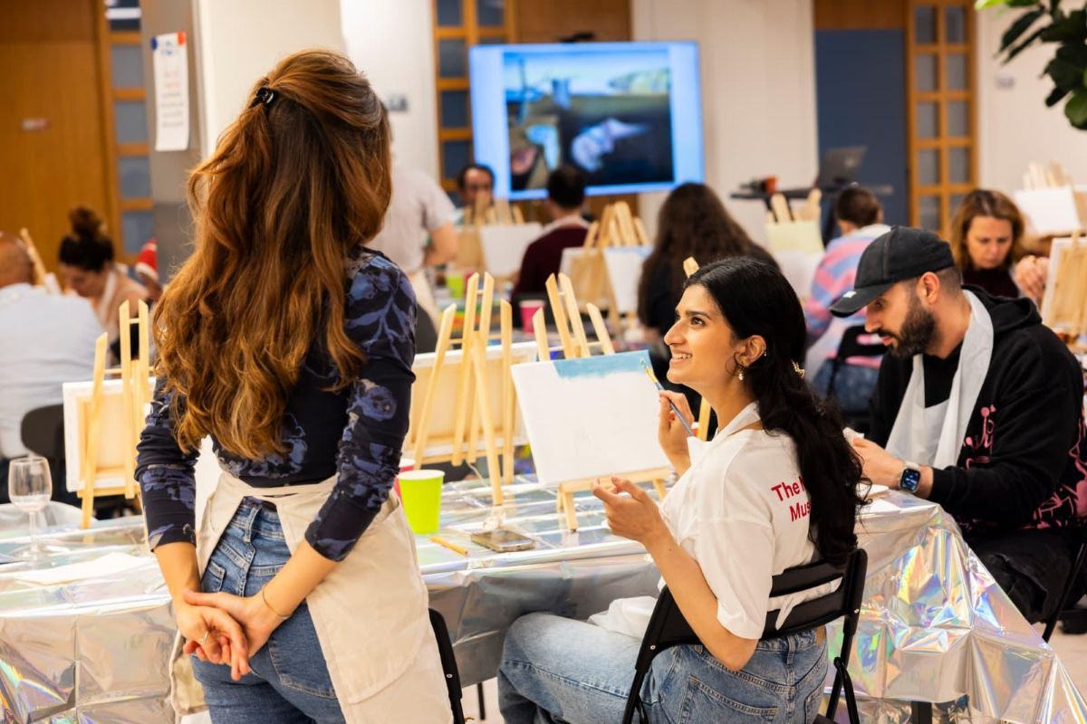 Impressie van een sip and paint workshop